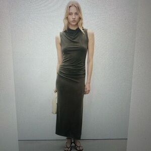 Mango Olive Green Sleeveless Dress